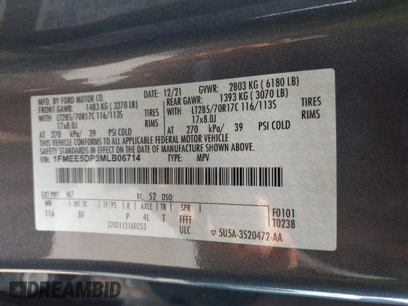 2021 Ford Bronco с VIN 1FMEE5DP3MLB06714, выставлен на аукционе IAAI как лот 42158775 с пробегом 40 947 миль миль и . История ставок и продаж доступна на DreamBid. Изображение 9.