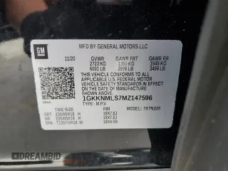 2021 GMC Acadia SLT with VIN 1GKKNMLS7MZ147596, listed as a Copart auction lot 49845235 with 34,977 mi miles and Salvage title. Bid and sale history available at DreamBid. Image 14.
