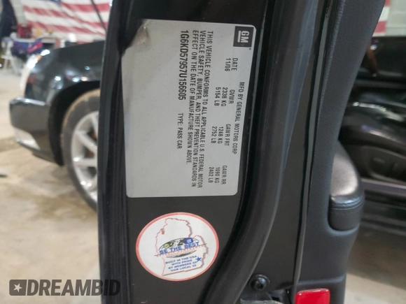 2007 Cadillac DTS Performance with VIN 1G6KD57957U156605, listed as a Copart auction lot 44777565 with 359,071 mi miles and Salvage Title. Bid and sale history available at DreamBid. Image 12.