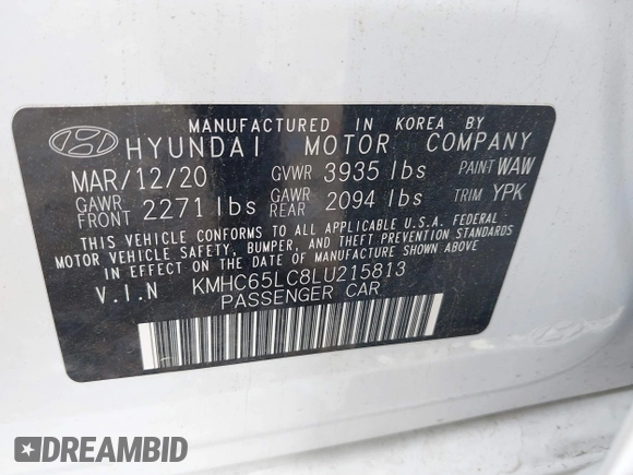 2020 Hyundai Ioniq Blue с VIN KMHC65LC8LU215813, выставлен на аукционе IAAI как лот 42344641 с пробегом 79 553 миль миль и . История ставок и продаж доступна на DreamBid. Изображение 9.