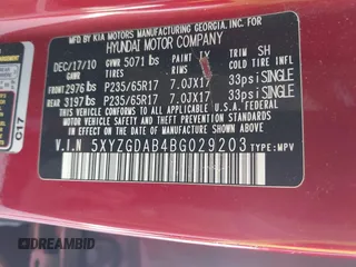 2011 Hyundai Santa Fe GLS z VIN 5XYZGDAB4BG029203, wystawiony jako IAAI lot #41550603 z przebiegiem 200 730 mil mil oraz . Historia ofert i sprzedaży dostępna na DreamBid. Obrazek 9.