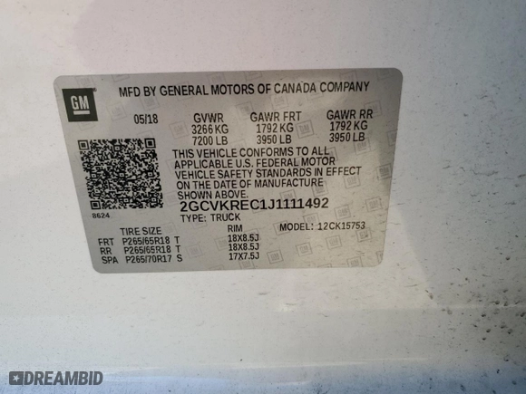 2018 Chevrolet Silverado 1500 LT with VIN 2GCVKREC1J1111492, listed as a Copart auction lot 41888575 with 98,495 mi miles and Salvage Title. Bid and sale history available at carsss.com. Image 14.