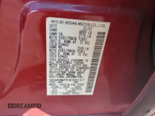 2007 Nissan Pathfinder SE with VIN 5N1AR18W77C630157, listed as a Copart auction lot 69791854 with 186,200 mi miles and Salvage Title. Bid and sale history available at carsss.com. Image 16.