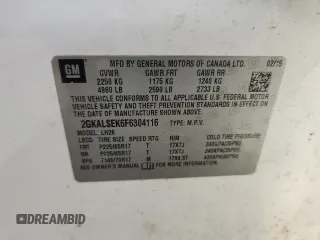 2015 GMC Terrain SLT with VIN 2GKALSEK6F6304116, listed as a Copart auction lot 63479055 with 216,461 mi miles and Salvage title. Bid and sale history available at DreamBid. Image 13.