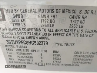 2017 GMC Sierra 1500 Denali z VIN 3GTU2PEC8HG502379, wystawiony jako IAAI lot #42040538 z przebiegiem 108 960 mil mil oraz . Historia ofert i sprzedaży dostępna na DreamBid. Obrazek 9.