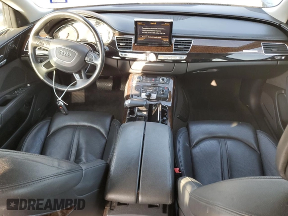 2012 Audi A8 with VIN WAURVAFD4CN023004, listed as a Copart auction lot 50181715 with 121,590 mi miles and Salvage title. Bid and sale history available at DreamBid. Image 8.