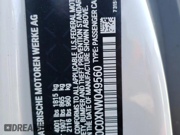 2022 Toyota Supra 3.0 z VIN WZ1DB0C0XNW049560, wystawiony jako Copart lot #56988123 z przebiegiem Nie podano mil oraz . Historia ofert i sprzedaży dostępna na DreamBid. Obrazek 14.