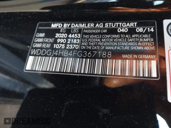 2015 Mercedes-Benz C-Class C 250 with VIN WDDGJ4HB4FG367188, listed as a IAAI auction lot 40912003 with 121,128 mi miles. Bid and sale history available at carsss.com. Image 9.
