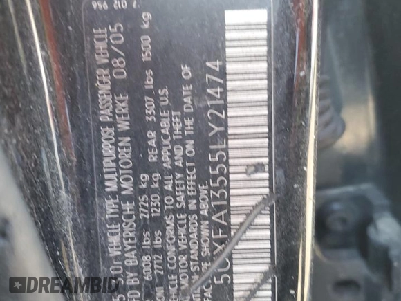 2005 BMW X5 3.0i with VIN 5UXFA13555LY21474, listed as a Copart auction lot 82994644 with 0 mi miles and Salvage Title. Bid and sale history available at carsss.com. Image 13.