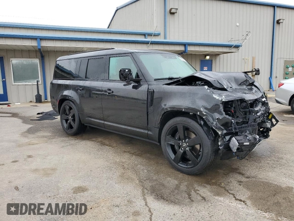 2025 Land Rover Defender with VIN SALEWFFE9S2369515, listed as a Copart auction lot 43980615 with 6,363 mi miles and Salvage title. Bid and sale history available at DreamBid. Image 4.