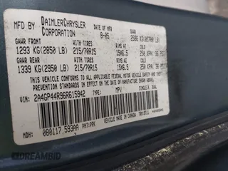 2006 Chrysler Town & Country LX with VIN 2A4GP44R96R615942, listed as a IAAI auction lot 42039452 with 158,009 mi miles and . Bid and sale history available at DreamBid. Image 9.