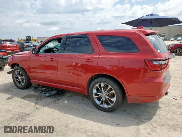 2019 Dodge Durango GT Plus z VIN 1C4RDHDG8KC650407, wystawiony jako Copart lot #60932145 z przebiegiem Nie podano mil oraz Czysty tytuł • Clean title. Historia ofert i sprzedaży dostępna na DreamBid. Obrazek 2.