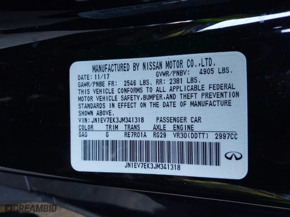 2018 Infiniti Q60 3.0t LUXE with VIN JN1EV7EK3JM341318, listed as a IAAI auction lot 41648278 with 1 mi miles. Bid and sale history available at carsss.com. Image 9.