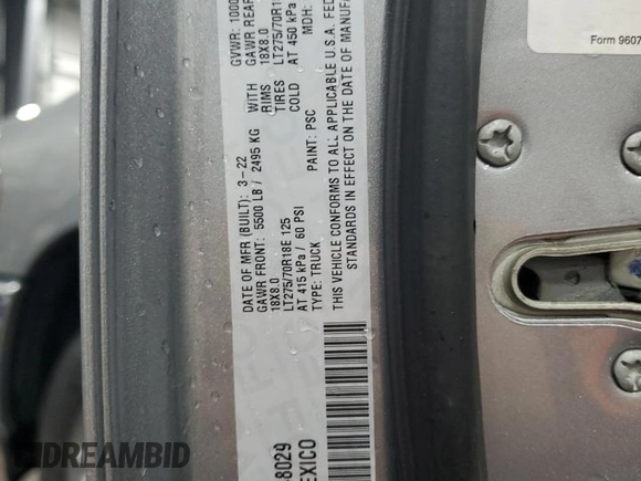 2022 Ram 2500 Big Horn with VIN 3C6UR5DJXNG248029, listed as a Copart auction lot 52170375 with 54,367 mi miles and Salvage title. Bid and sale history available at DreamBid. Image 14.