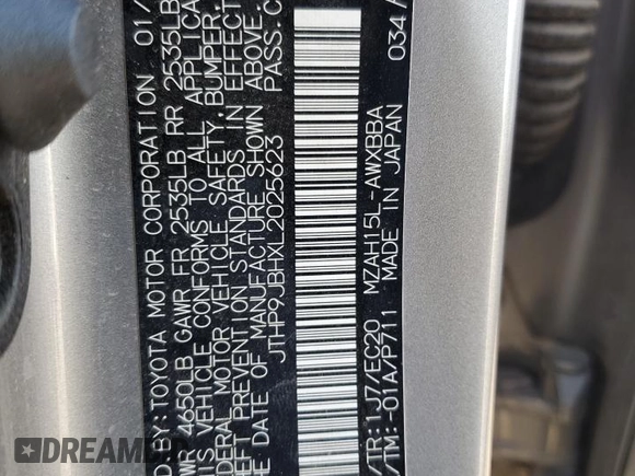 2020 Lexus UX 250h with VIN JTHP9JBHXL2025623, listed as a Copart auction lot 52387535 with 29,775 mi miles and Salvage title. Bid and sale history available at DreamBid. Image 13.