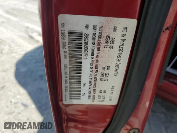 2005 Dodge Magnum SXT z VIN 2D8GZ48V95H537711, wystawiony jako Copart lot #58904545 z przebiegiem Nie podano mil oraz Szkoda całkowita • Salvage title. Historia ofert i sprzedaży dostępna na DreamBid. Obrazek 12.