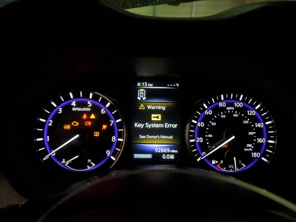 2014 Infiniti Q50 Premium with VIN JN1BV7AR6EM705632, listed as a Copart auction lot 46681505 with 92,869 mi miles and Salvage Title. Bid and sale history available at carsss.com. Image 9.