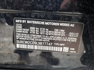 2020 BMW X7 xDrive40i with VIN 5UXCW2C09L9B77747, listed as a Copart auction lot 42697335 with 0 mi miles and Salvage Title. Bid and sale history available at carsss.com. Image 14.