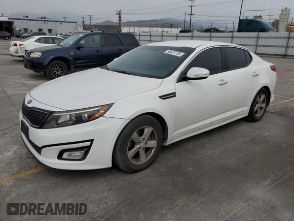 2015 Kia Optima LX with VIN KNAGM4A70F5633967, listed as a Copart auction lot 58937725 with Not provided miles and Salvage title. Bid and sale history available at DreamBid. Image 1.