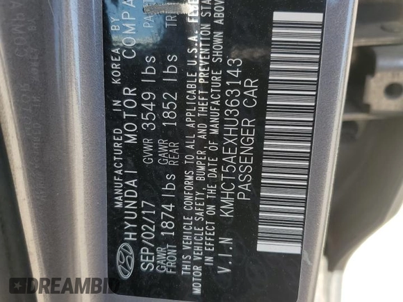 2017 Hyundai Accent SE with VIN KMHCT5AEXHU363143, listed as a Copart auction lot 50208325 with 118,978 mi miles and Salvage Title. Bid and sale history available at carsss.com. Image 15.