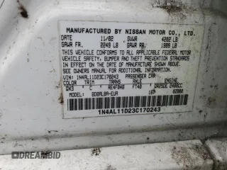2003 Nissan Altima S z VIN 1N4AL11D23C170243, wystawiony jako Copart lot #60780585 z przebiegiem Nie podano mil oraz Szkoda całkowita • Salvage title. Historia ofert i sprzedaży dostępna na DreamBid. Obrazek 12.