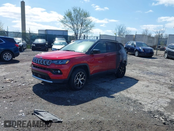 2024 Jeep Compass Limited z VIN 3C4NJDCN3RT174341, wystawiony jako IAAI lot #41931933 z przebiegiem Nie podano mil oraz . Historia ofert i sprzedaży dostępna na DreamBid. Obrazek 2.