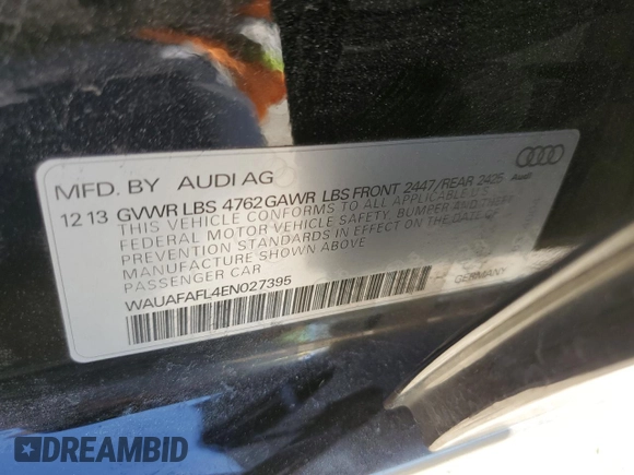 2014 Audi A4 Premium with VIN WAUAFAFL4EN027395, listed as a Copart auction lot 46329005 with 113,915 mi miles and Salvage Title. Bid and sale history available at carsss.com. Image 13.