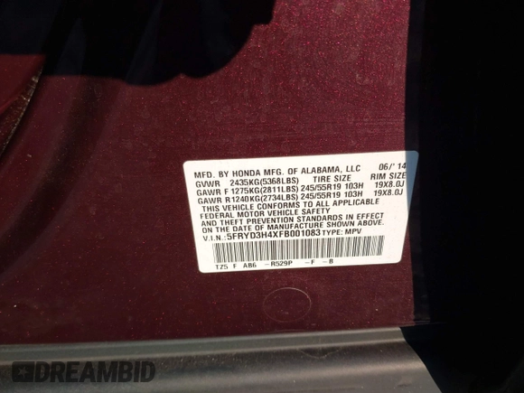 2015 Acura MDX Technology with VIN 5FRYD3H4XFB001083, listed as a IAAI auction lot 41213071 with 136,659 mi miles and . Bid and sale history available at DreamBid. Image 9.