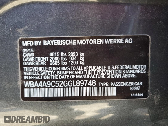 2016 BMW 4 Series 428i with VIN WBA4A9C52GGL89748, listed as a Copart auction lot 87441064 with 111,539 mi miles and Salvage Title. Bid and sale history available at carsss.com. Image 12.