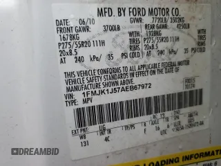 2010 Ford Expedition Max Eddie Bauer with VIN 1FMJK1J57AEB67972, listed as a Copart auction lot 55554225 with 227,518 mi miles and Salvage Title. Bid and sale history available at DreamBid. Image 13.