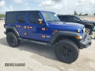 2020 Jeep Wrangler Unlimited Sport S with VIN 1C4HJXDG5LW174535, listed as a Copart auction lot 60888885 with 64,824 mi miles and Salvage title. Bid and sale history available at DreamBid. Image 4.
