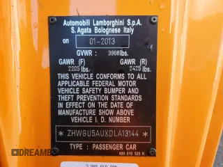 2013 Lamborghini Gallardo z VIN ZHWGU5AUXDLA13144, wystawiony jako Copart lot #62292543 z przebiegiem 15 171 mil mil oraz Szkody całkowita. Historia ofert i sprzedaży dostępna na DreamBid. Obrazek 14.