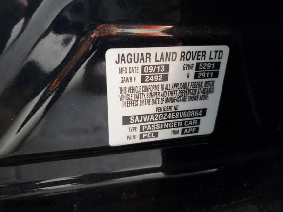 2014 Jaguar XJ with VIN SAJWA2GZ4E8V60864, listed as a Copart auction lot 76478674 with 50,578 mi miles and Salvage Title. Bid and sale history available at carsss.com. Image 12.