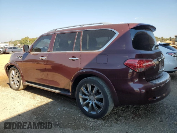 2012 Infiniti QX56 7-passenger with VIN JN8AZ2NF8C9515139, listed as a Copart auction lot 77578344 with 81,886 mi miles and Salvage Title. Bid and sale history available at carsss.com. Image 2.