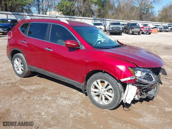 2015 Nissan Rogue SV with VIN KNMAT2MT8FP535217, listed as a IAAI auction lot 41596626 with 1 mi miles. Bid and sale history available at carsss.com. Image 1.