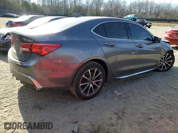 2018 Acura TLX Technology with VIN 19UUB2F56JA012371, listed as a Copart auction lot 46731045 with 76,569 mi miles and Salvage title. Bid and sale history available at DreamBid. Image 3.