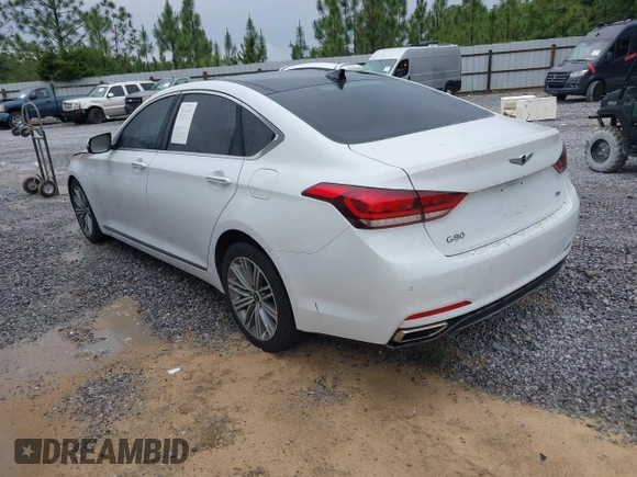 2018 Genesis G80 3.8L z VIN KMHGN4JE1JU233862, wystawiony jako IAAI lot #42209726 z przebiegiem 63 106 mil mil oraz . Historia ofert i sprzedaży dostępna na DreamBid. Obrazek 3.