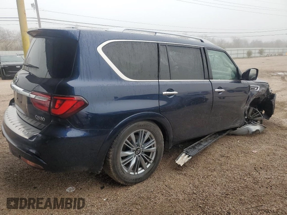 2024 Infiniti QX80 LUXE with VIN JN8AZ2AE0R9329875, listed as a Copart auction lot 46489615 with 28,834 mi miles and Non Repairable. Bid and sale history available at carsss.com. Image 3.