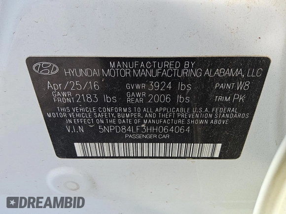 2017 Hyundai Elantra SE with VIN 5NPD84LF3HH064064, listed as a Copart auction lot 61982505 with 98,845 mi miles and Clean title. Bid and sale history available at DreamBid. Image 12.