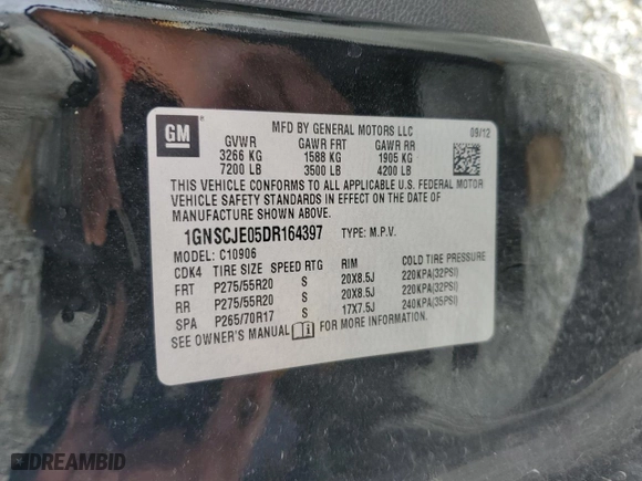 2013 Chevrolet Suburban LT with VIN 1GNSCJE05DR164397, listed as a Copart auction lot 44643365 with 208,530 mi miles and Salvage Title. Bid and sale history available at carsss.com. Image 15.