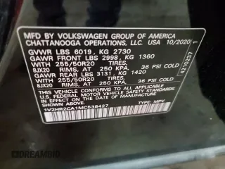 2021 Volkswagen Atlas SE with VIN 1V2HR2CA1MC538427, listed as a Copart auction lot 45491485 with 65,573 mi miles and Salvage title. Bid and sale history available at DreamBid. Image 13.