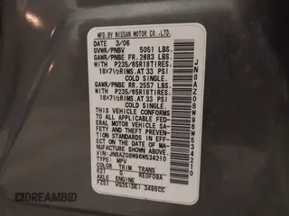 2006 Nissan Murano SL z VIN JN8AZ08W96W534210, wystawiony jako IAAI lot #40680294 z przebiegiem 179 794 mil mil oraz . Historia ofert i sprzedaży dostępna na DreamBid. Obrazek 9.