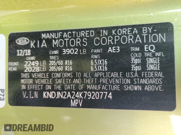 2019 Kia Soul z VIN KNDJN2A24K7920774, wystawiony jako Copart lot #55518585 z przebiegiem 28 858 mil mil oraz Szkoda całkowita • Salvage title. Historia ofert i sprzedaży dostępna na DreamBid. Obrazek 13.