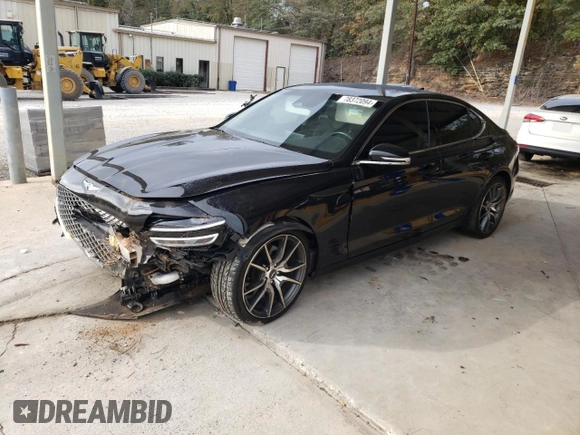 2023 Genesis G70 2.0T with VIN KMTG34TA6PU105132, listed as a Copart auction lot 78372094 with 53,921 mi miles and Salvage Title. Bid and sale history available at DreamBid. Image 1.