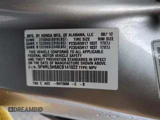 2012 Honda Odyssey EX-L with VIN 5FNRL5H68CB141022, listed as a Copart auction lot 54605485 with 185,388 mi miles and Salvage Title. Bid and sale history available at carsss.com. Image 14.