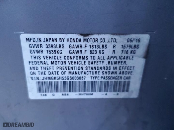 2016 Honda Fit LX with VIN JHMGK5H53GS003087, listed as a Copart auction lot 48672275 with 178,427 mi miles and Salvage Title. Bid and sale history available at carsss.com. Image 12.