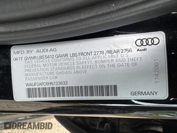 2017 Audi A6 Premium Plus z VIN WAUF2AFC6HN123633, wystawiony jako Copart lot #56760655 z przebiegiem 70 823 mil mil oraz Tytuł czysty. Historia ofert i sprzedaży dostępna na DreamBid. Obrazek 10.