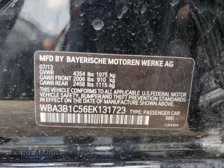 2014 BMW 3 Series 320i with VIN WBA3B1C56EK131723, listed as a Copart auction lot 54686025 with 95,105 mi miles and Salvage title. Bid and sale history available at DreamBid. Image 12.