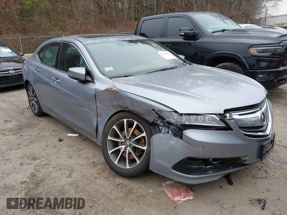 2015 Acura TLX V6 Tech with VIN 19UUB3F58FA005919, listed as a IAAI auction lot 41245647 with 110,505 mi miles. Bid and sale history available at carsss.com. Image 1.
