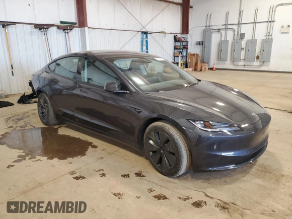 2025 Tesla Model 3 Long Range with VIN 5YJ3E1EB3SF904881, listed as a Copart auction lot 52704205 with 1,904 mi miles and Salvage Title. Bid and sale history available at DreamBid. Image 4.